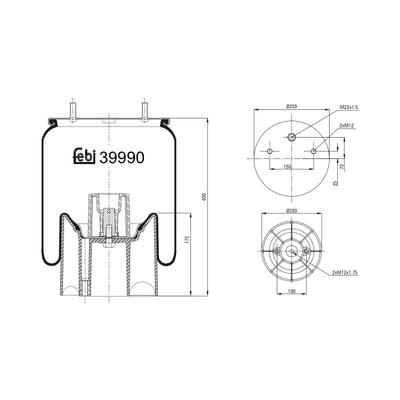 FEBI BILSTEIN Federbalg, Luftfederung 39990 200mm für Mercedes