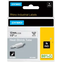 Dymo, Beschriftungsband, Rhino 18055 Schrumpfschlauch (1.20 cm, Schwarz, Weiss)