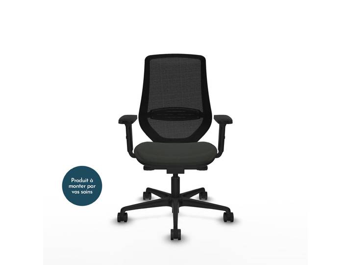 Piqueras y Crespo MARDOS Fauteuil ergonomique Dossier Maille - Accoudoirs 2D - Noir