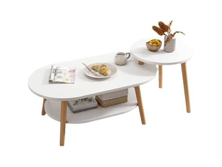 Ptasccne Couchtisch weiß klein aus Holz for kleine Raumkombinationen Teetische stehen 2-stufiger Mitteltisch for das Wohnzimmer couchtisch