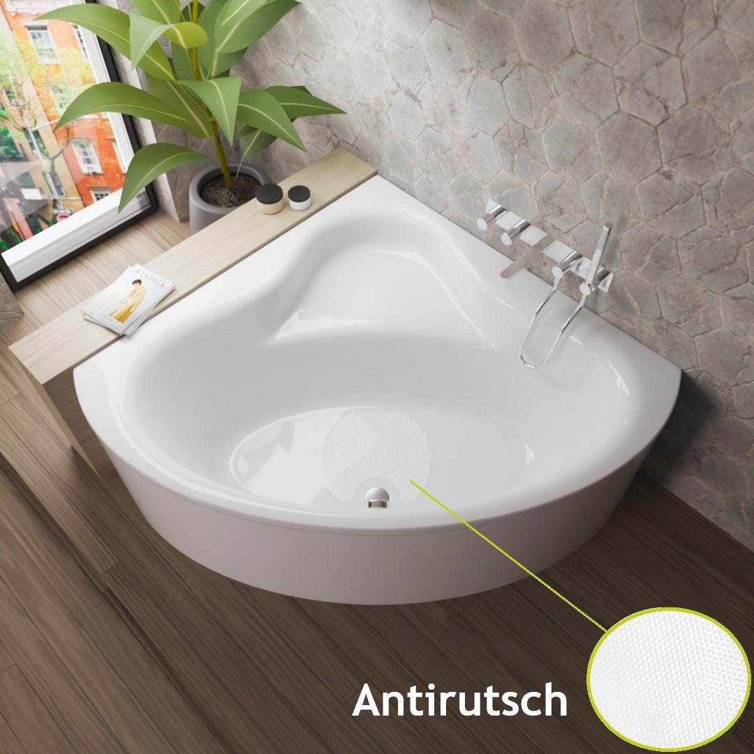 ECOLAM Badewanne Bala 120x120 cm mit Antirutsch + Schürze | Eckbadewanne moderne rutschfeste Wanne mit Sitz symmetrische Acrylwanne