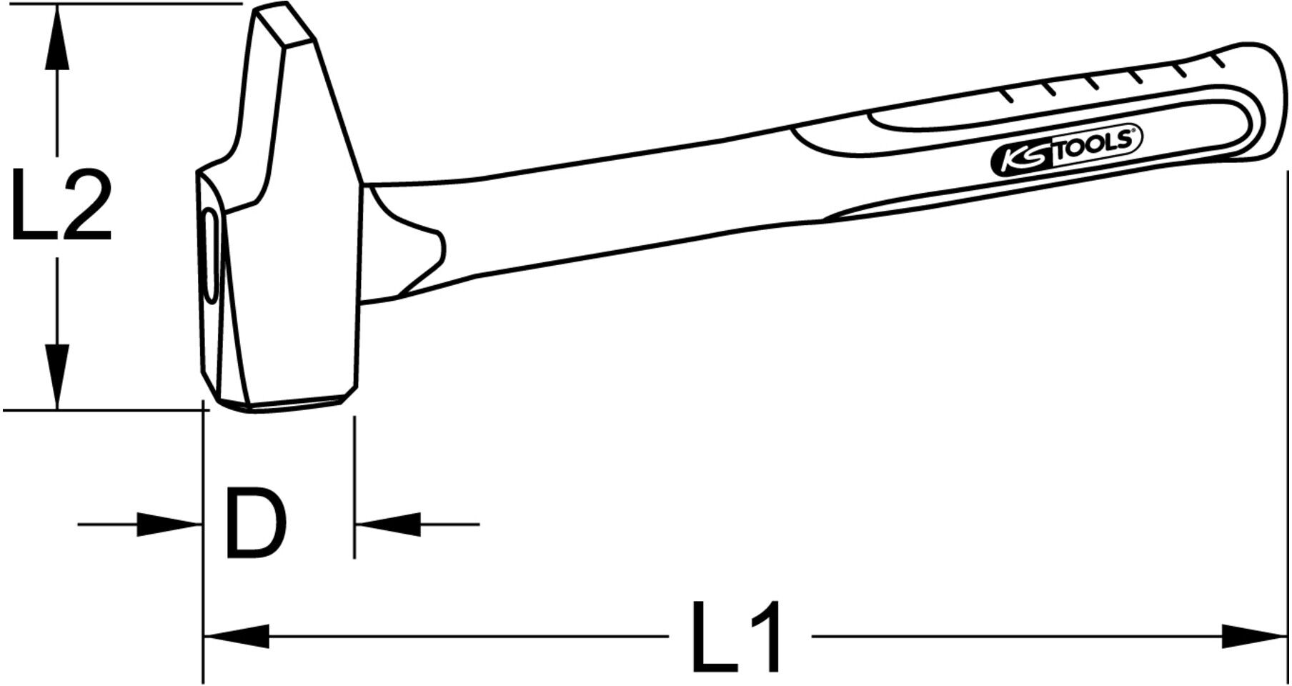 KS Tools Schlosserhammer, Fiberglasstiel, französische Form, 1000g (142.1101)