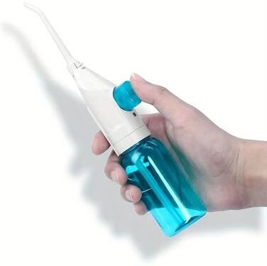 Inspire Daily Merch Portable High Pressure Oral Irrigator Household Water Teeth Clean Dental Floss Manual Toothpick For Cleaning blue