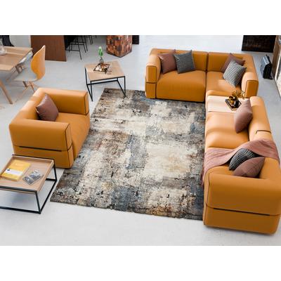 Teppich OCI DIE TEPPICHMARKE "CYRUS SUN", grau (creme, grau, braun), B:120cm H:20mm L:170cm, Obermaterial: 70% Polypropylen, 30% Polyester, Teppiche, Teppich, Design Kurzflor Teppich, 3D-Hochtief-Optik, Wohnzimmer
