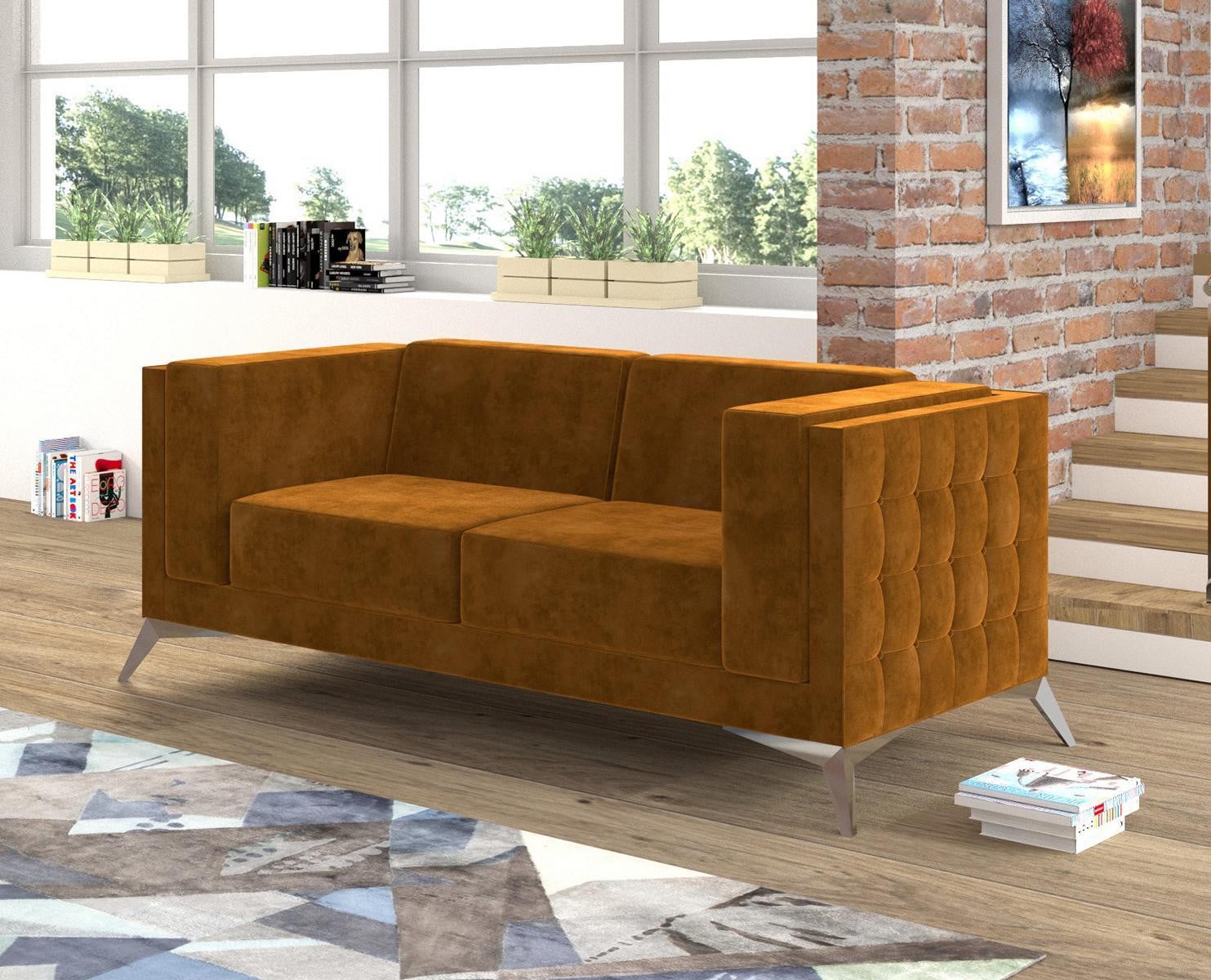 Chesterfield 2-zits bank met stoffen bekleding voor volwassenen