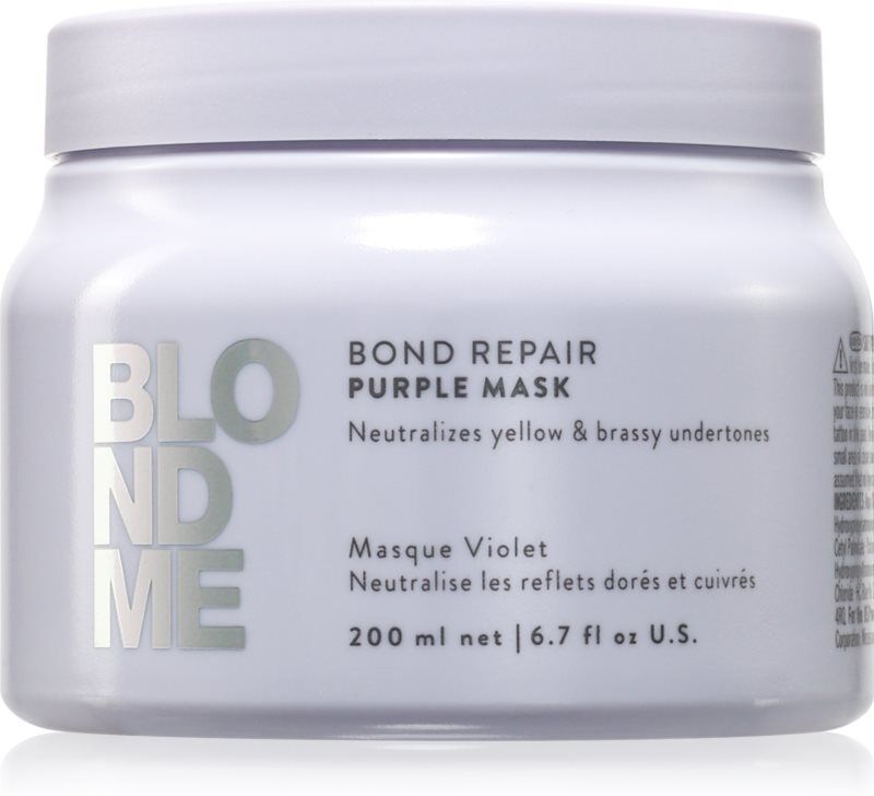 Schwarzkopf Professional Blondme Bond Repair Purple Mask Maske für die Haare neutralisiert gelbe Verfärbungen 200 ml