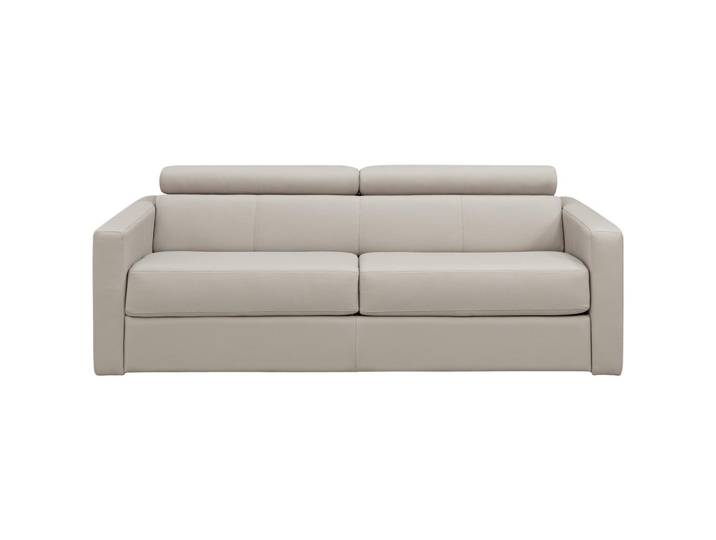 Novel Schlafsofa, Creme, Kunststoff, Echtleder, Rindleder, Uni, 2-Sitzer, 185x93x98 cm, Wohnzimmer, Sofas & Couches, Sofas, Ledersofas