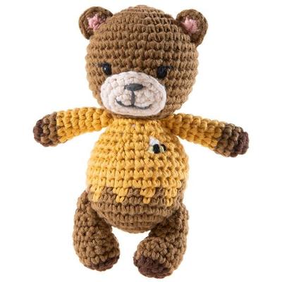 Heunec 930179 - Bär gehäkelt, Braun-Orange, 15cm