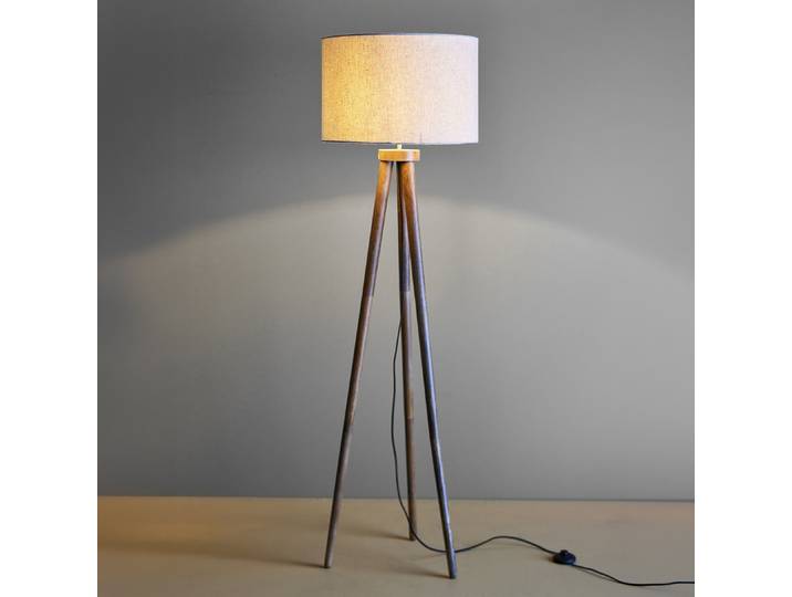Lampadaire Etienne Ø 46cm Marron Matériau : Bois massif Surface en bois : Laqué E27