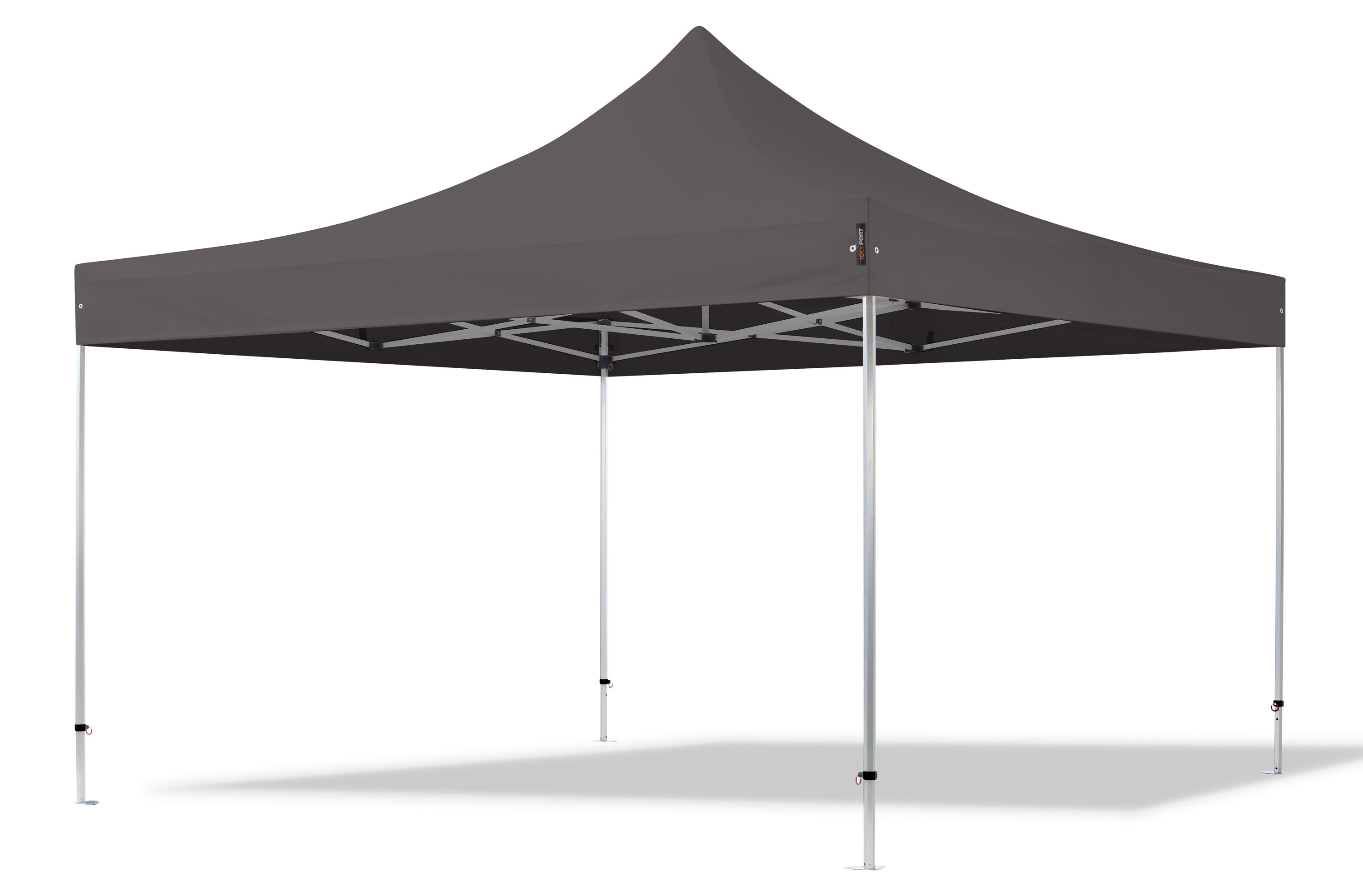 TOOLPORT 4x4m Aluminium Faltpavillon, ohne Seitenteile, dunkelgrau