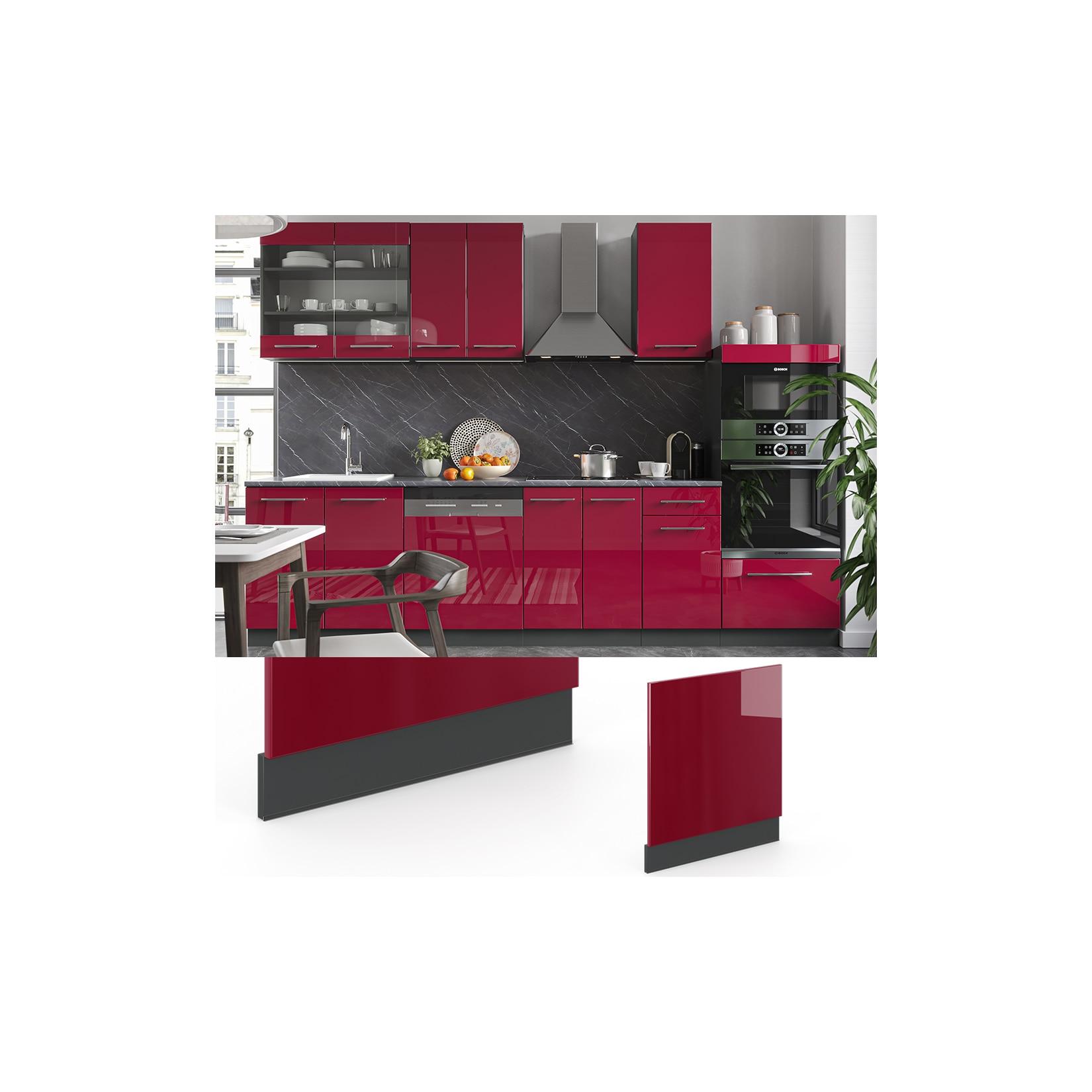 VICCO Geschirrspülerfront 60 cm Bordeaux Hochglanz Küchenschrank Blende Küchenzeile Fame-Line