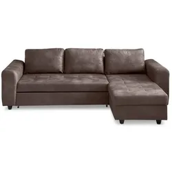 BOOOM Ecksofa mit Funktion Rise Mikrofaser Silver-Brown