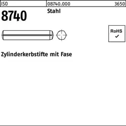 Zylinderkerbstift ISO 8740 Fasen 4x 45 Stahl 100 Stück