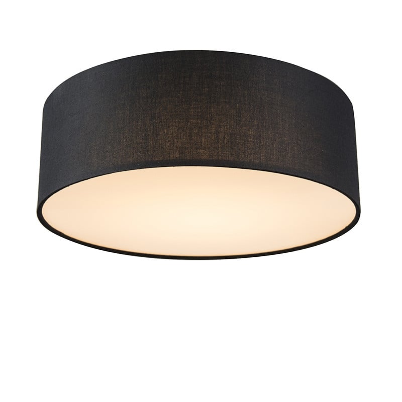 Qazqa Plafondlamp zwart met LED en textiel, Diameter: 30 cm