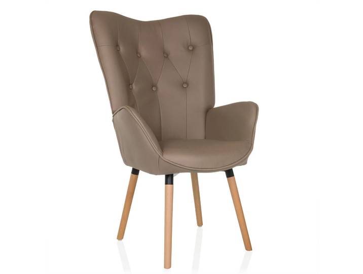 Mid.you Ohrensessel, Dunkelgrau, Holz, Buche, 70x106x75 cm, Wohnzimmer, Sessel, Ohrensessel