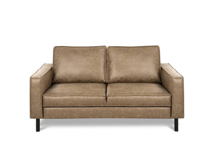 Livetastic 2-Sitzer-Sofa, Graubraun, Metall, Echtleder, Rindleder, 148x85x92 cm, Stoffauswahl, Hocker erhältlich, Rücken echt, Wohnzimmer, Sofas & Couches, Sofas, Ledersofas