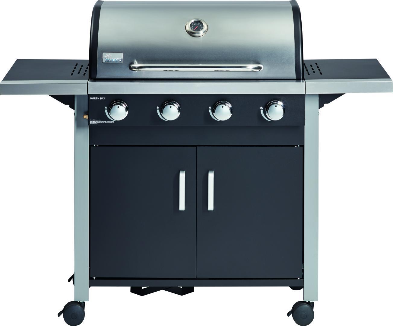 Mr. GARDENER Gasgrill-Wagen "NORTH BAY 4 SK", 4 Brenner, Seitenkocher, 12,8 kW, Grillfläche: 71 x 42 cm