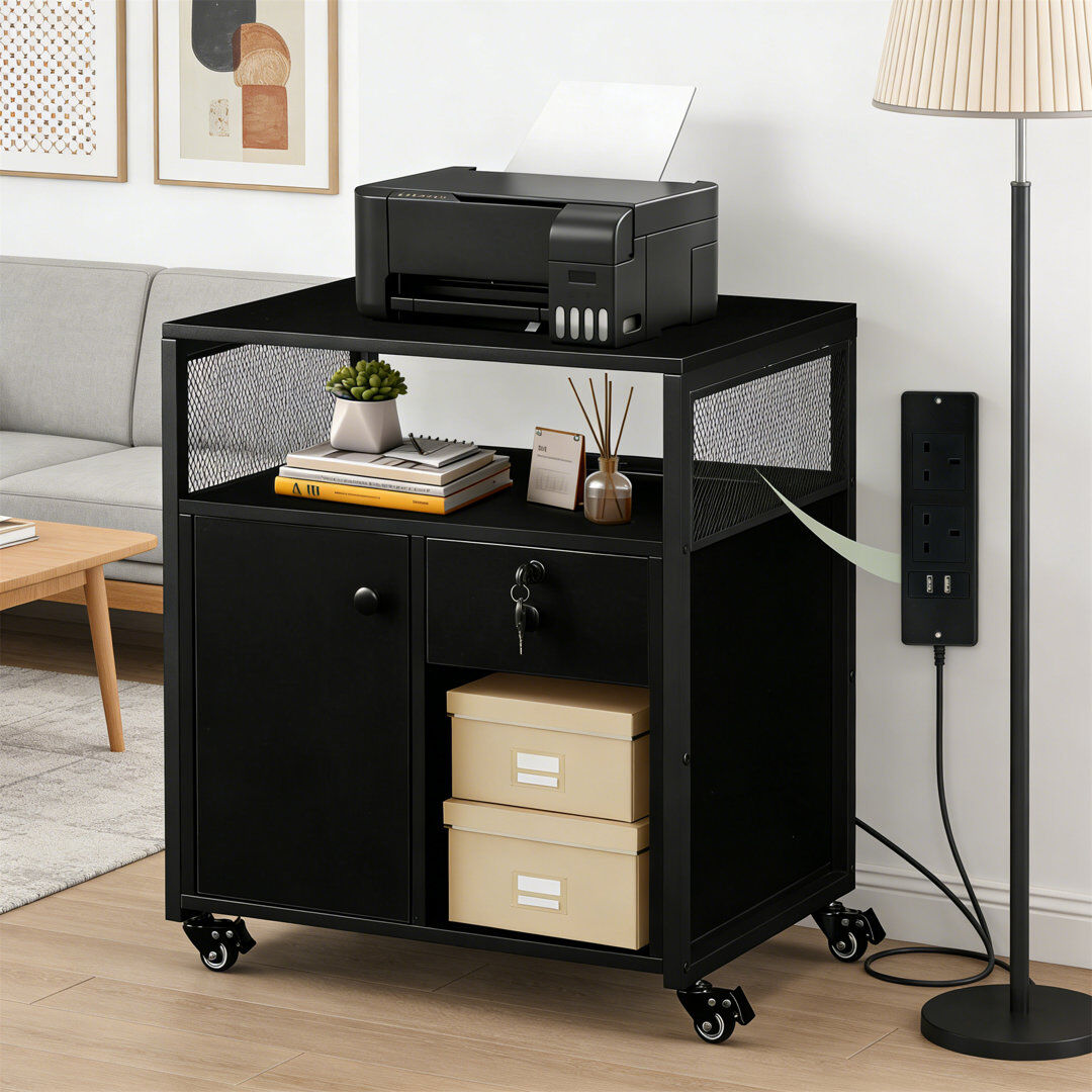 E Cairns 60 cm W Filing Cabinet Black 66.5cm H X 60cm W X 43cm D