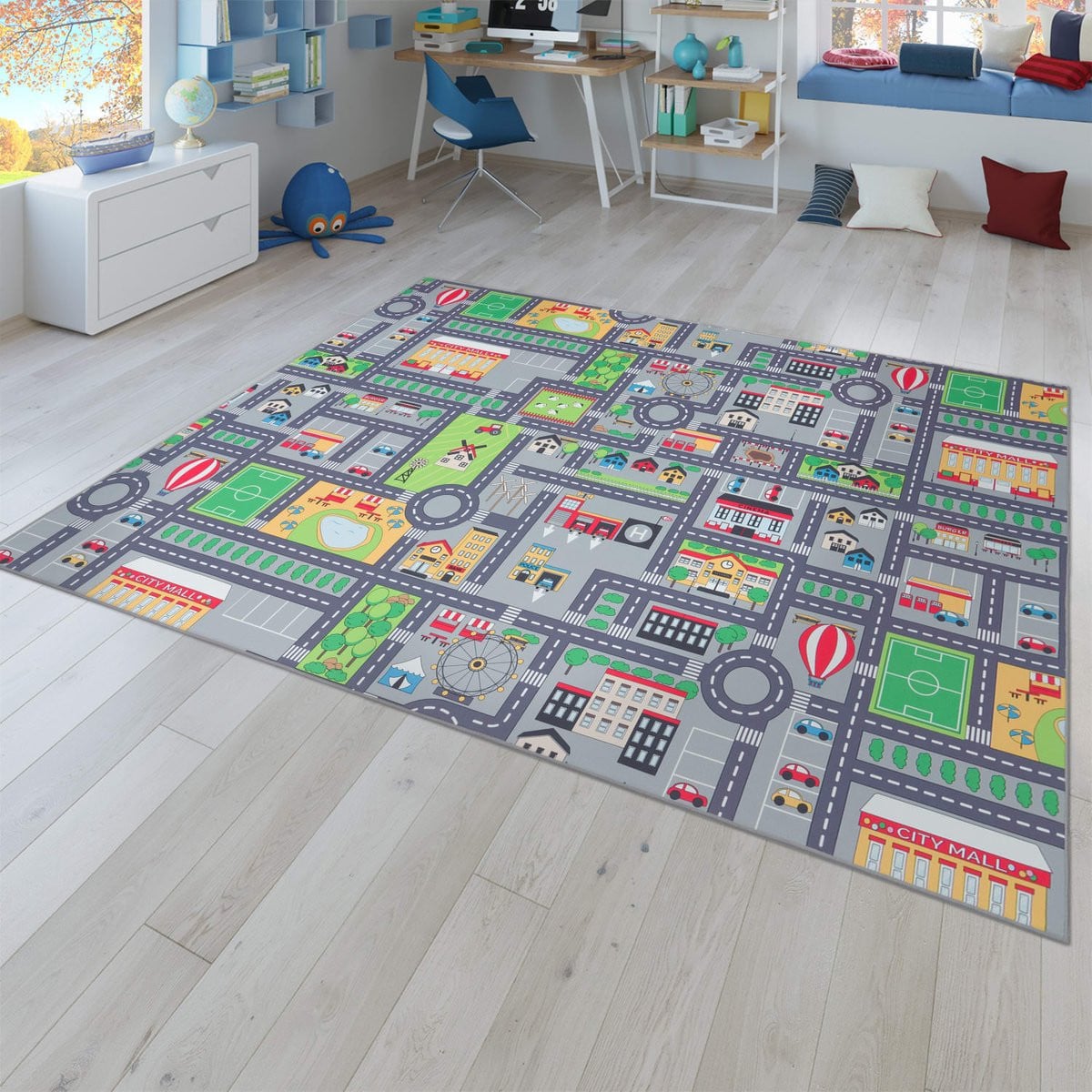 TT Home Kinderkamertapijt Abstract Straat Grijs Rechthoekig 140 x 200 cm