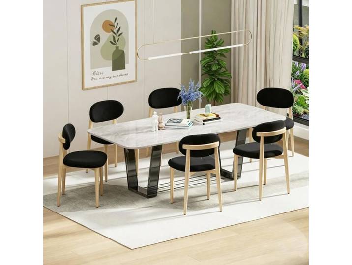 SUPFINE Lot de 6 Chaise de Repas Moderne Chaises de Cuisine Scandinave en Tissu pour Maison Restaurant Bureau Jusqu'à 120kg