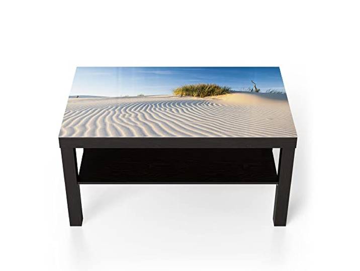 DEQORI Glastisch schwarz groß 90x50 cm Motiv Sanddüne Ostseeküste ausgefallener Beistelltisch aus Glas Hochglanz Couchtisch fürs Wohnzimmer moderner Couch Tisch mit Design