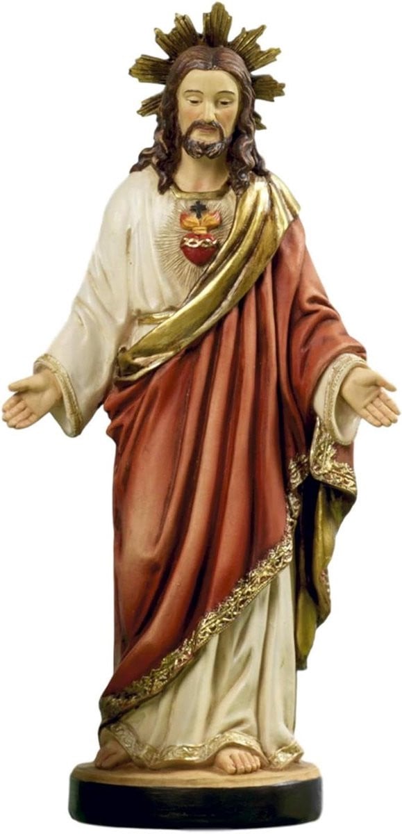 Provento Beeld van het Heilig Hart van Jezus, religieus kunsthars beeld, 13 cm