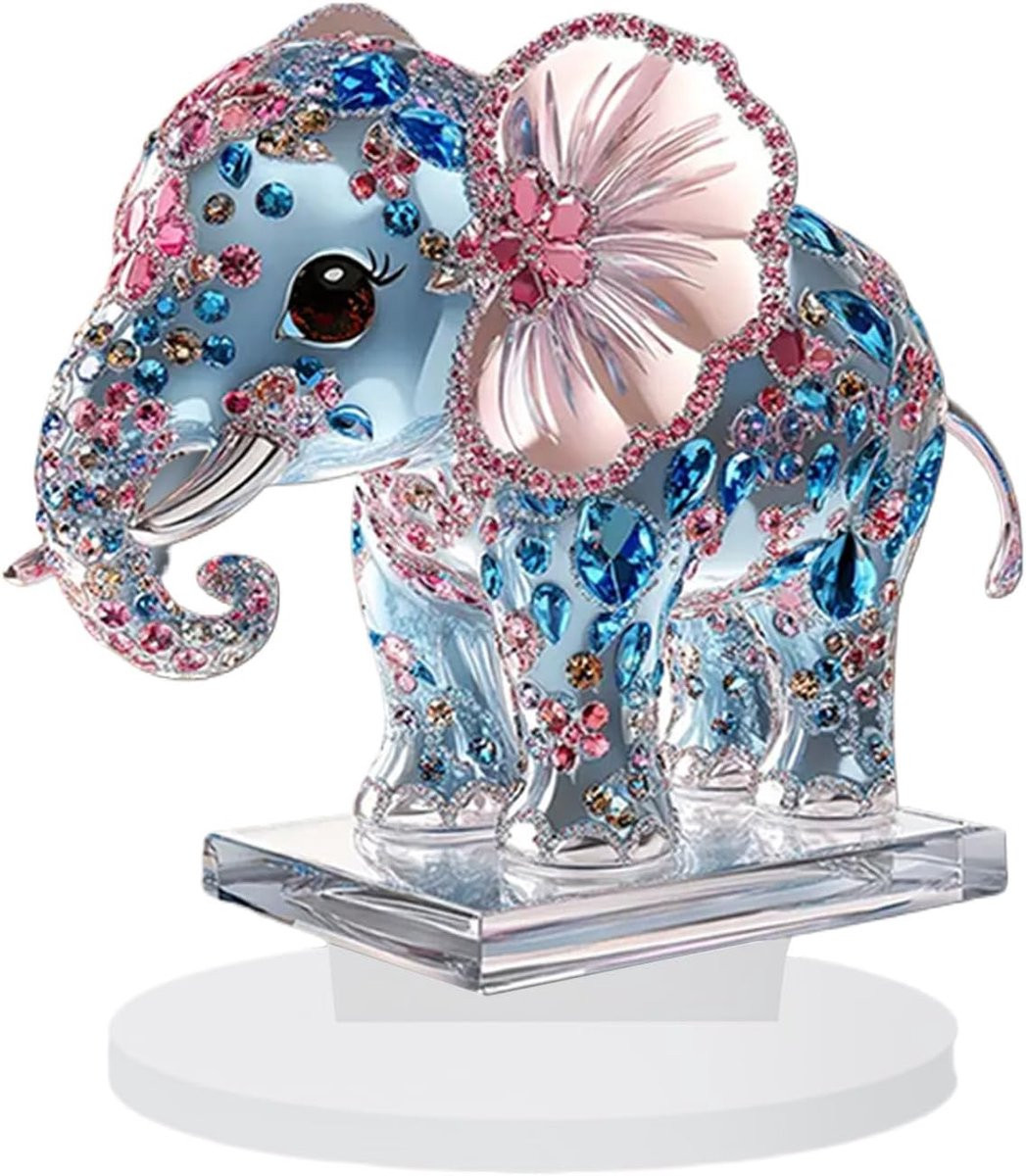 Uniek Acryl Dierenbeeld Bureauolifant voor Interieur Decoratie