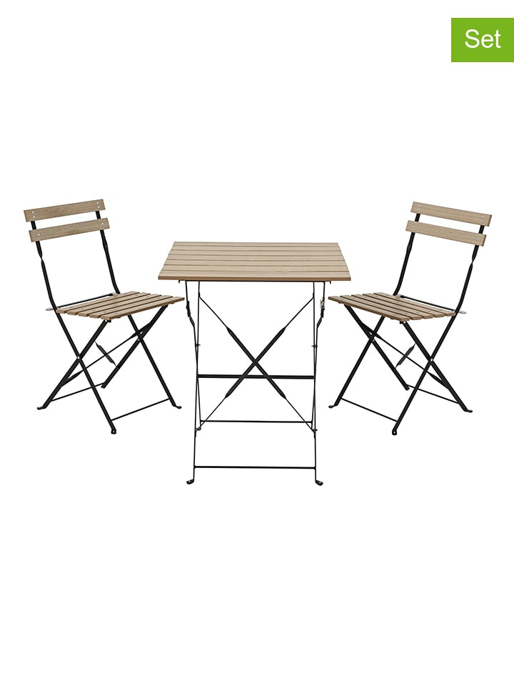 Kaeming 3tlg. Gartenmöbel-Set ''Leeds'' in Schwarz/ Beige - onesize