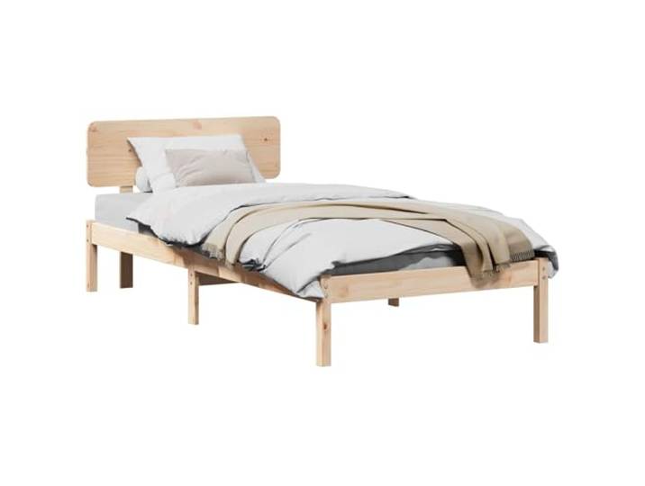 Massives Kiefernholz Modernes Minimalismus Design Tischlerbett Natur 90 x Bettgestell Bettrahmen mit Kopfteil Natur Massives Kiefernholz 90x190 cm Einzelbett Lattenrost Stabil