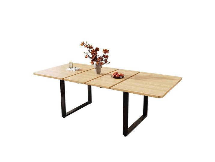 Komhtom Esstisch mit 3 Längen,140/180/220*90cm,Eichenfarbe, Alteiche, Holz, Mode, 90x75x220 cm, Esszimmer, Esstische