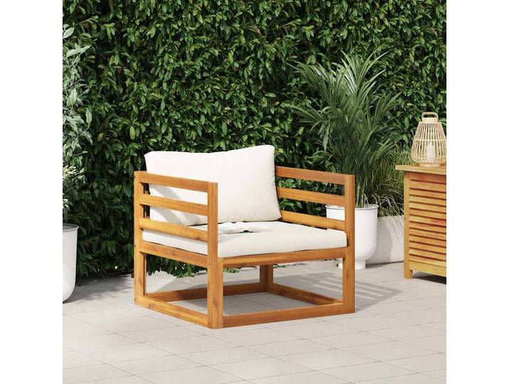 vidaXL Gartenstuhl mit Cremeweißen Auflagen Massivholz Akazie