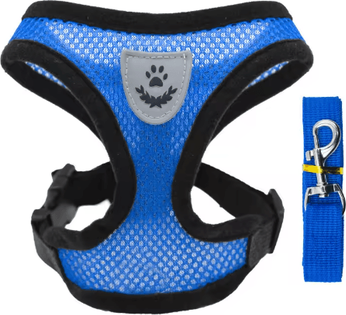 Inspire Picks Breathable Summer Dog Harness & Leash Set Lightweight Pet Chest Vest For Small Dogs & Cats blue m