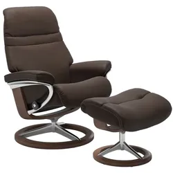Stressless Sessel mit Hocker Sunrise Signature Leder Braun Batick Brown L (Large)