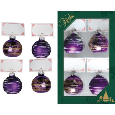 Dekokugel KREBS GLAS LAUSCHA "Tischkartenhalter CBK21527, Weihnachtsdeko", lila (flieder), Dekofiguren, in Form einer Weihnachtbaumkugel