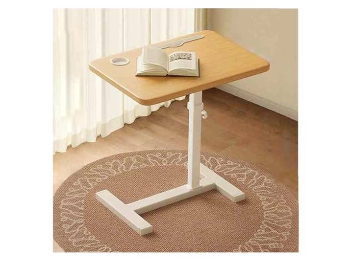 JIiopCFegh Beistelltisch, 360° drehbarer Beistelltisch, stufenlos höhenverstellbar – moderner(Card Slot Model,White Wood Frame)