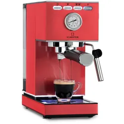Klarstein Pausa Espressomaker 1350 Watt 20 Bar Druck Wassertank: 1,4 Liter Edelstahl Rot-Metallic