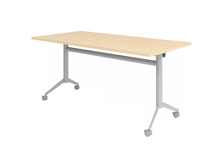 KALA 16 Klapptisch fahrbar 160 cm Silber - Konferenztisch 160 x 80 Ahorn