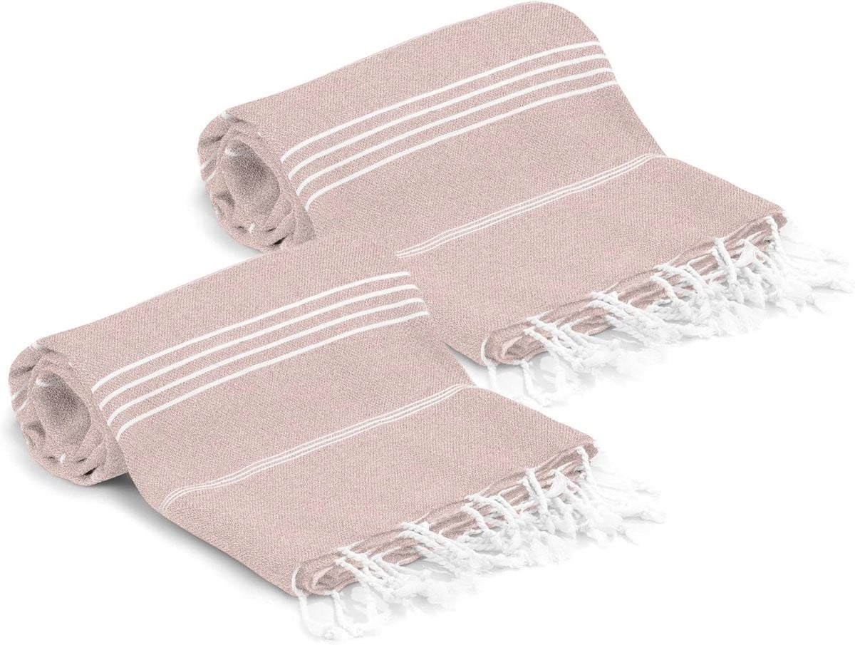 Set van 2 zachte en lichtgewicht Turkse handdoeken voor sauna, spa, yoga en strand