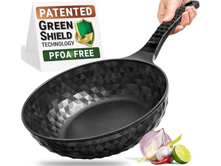 Diamond X Premium-Wok-Pfanne, antihaftbeschichtet, 27,9 cm, großer chinesischer Wok mit flachem Boden, Woks und Bratpfannen, antihaftbeschichtet, Titanbeschichtete 8-lagige koreanische Pfanne zum