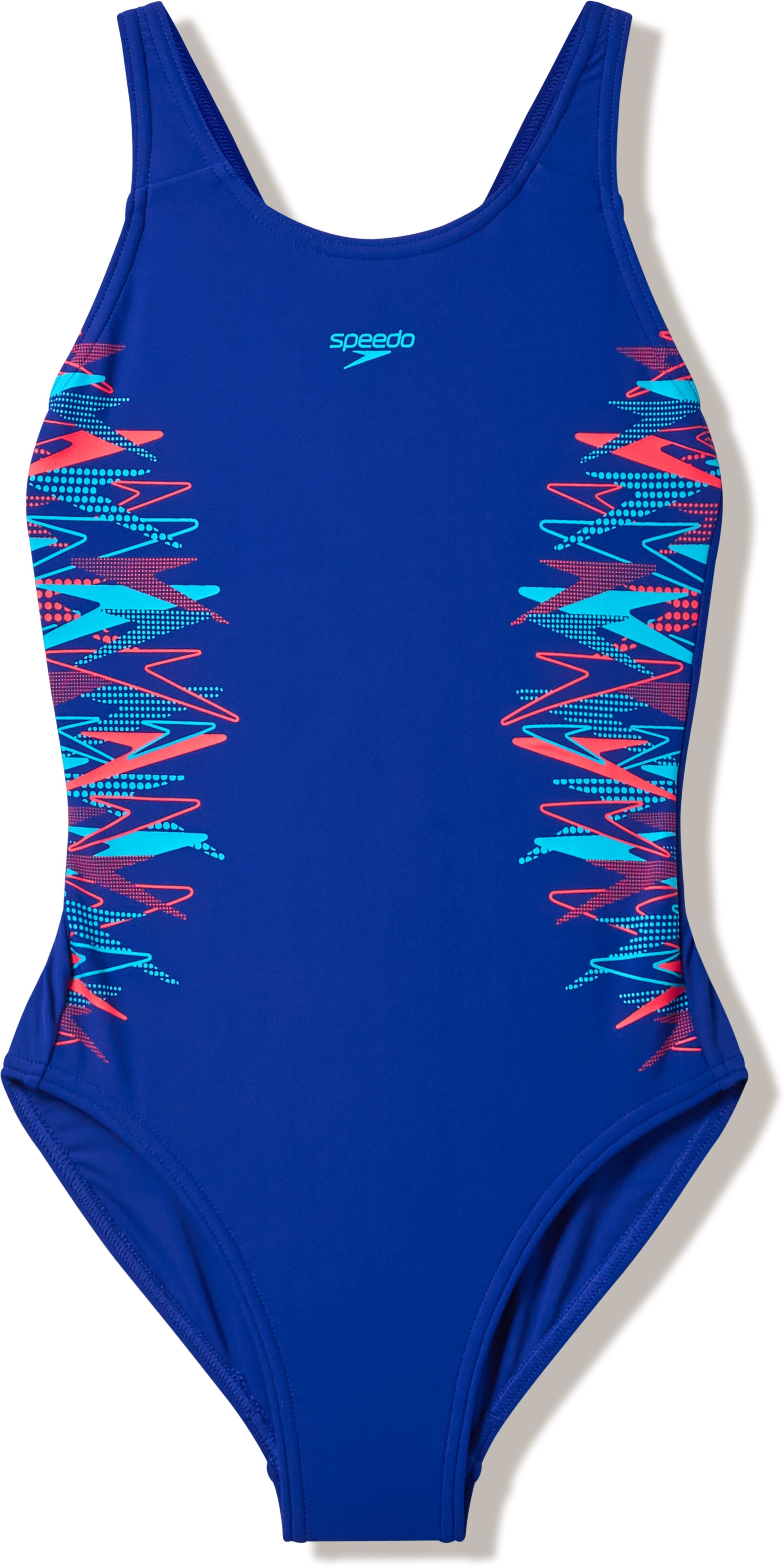Badeanzug SPEEDO "Placement Muscleback", Mädchen, Gr. 176 (170), N-Gr, blau (blu, nvy), Obermaterial: 80% Polyester, 20% Elasthan, Badeanzüge Badeanzug, sportliche Ausrichtung, chlorbeständiges Material, schnell trocknend blu, nvy 176 (170), N-Gr