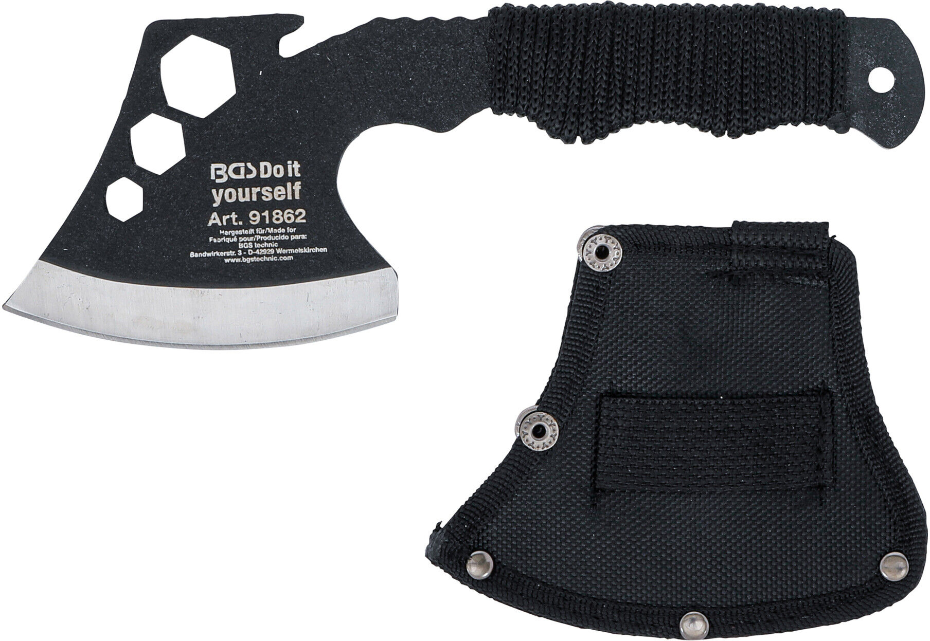 BGS Do it yourself Mini- Multifunktions-Beil Stubby mit Flaschenöffner, Sechskant (91862)