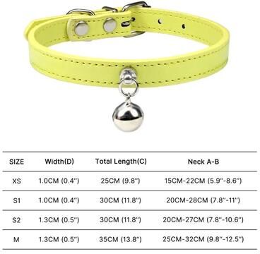 Uplifted Finds Colorful Adjustable Leather Pet Collar With Bell yellow xs