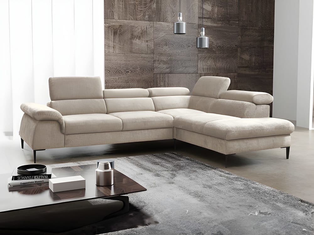 Unique Sofá rinconera terciopelo beige
