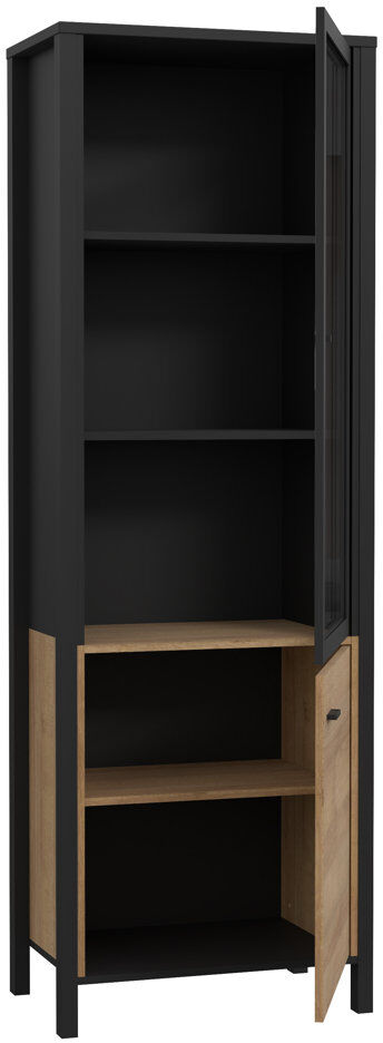 Mercury Lorrayne Glass 64.8 cm W Display Cabinet Black;Oak 193.9cm H X 64.8cm W X 40.2cm D
