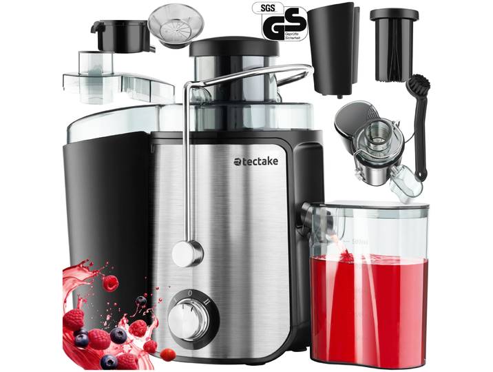 Extracteur de jus FRUFI en acier inoxydable à 2 vitesses, 600W - argent