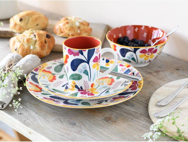 Service d'assiettes Folklore 12 pièces Multicolore/Multicolore
