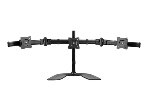 StarTech.com Startech Dreifach Monitorhalterung - Schwenkbar - Stahl und Aluminium - für VESA Monitore bis zu 27 Zoll - 3fach Monitorarm - Aufstellung (Abschlusskappen, Stange, Bodenplatte, Querstange, Unterlegscheiben, Schrauben, Manschette, 2 Monitorarme, VESA-Halterung, 2 Griffschrauben) (ARMBARTRIO2)