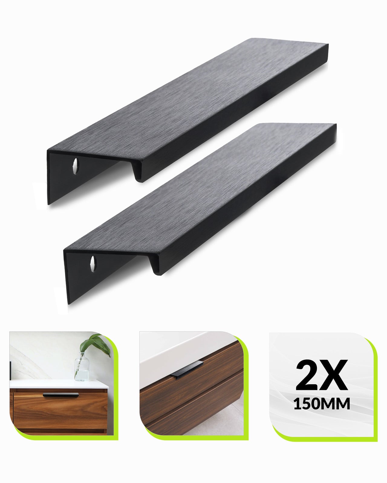 XIVADA Meubelgreep zwart - Set van 2 - Boorafstand: 128 mm