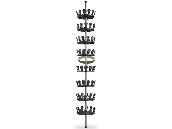 Carrousel à chaussures 26,5x100-300cm avec tige télescopique max. 48 paires - noir