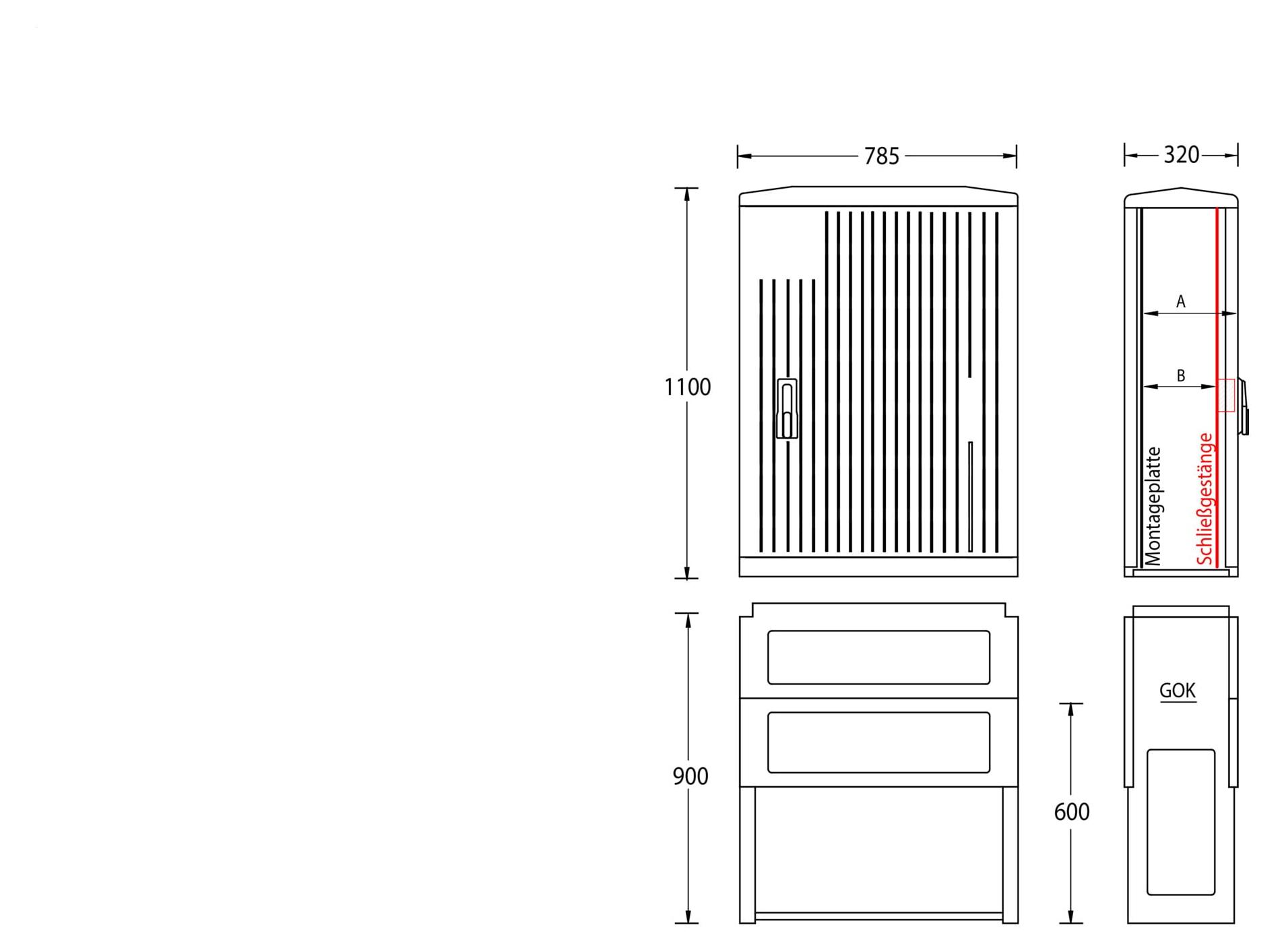 uesa Normschrank A100-M-1100 1100 x 785 x 320mm IP44